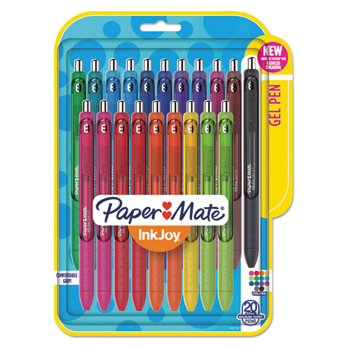 Paper Mate® wholesale. Inkjoy Retractable Gel Pen, Medium 0.7mm, Assorted Ink-barrel, 20-pack. HSD Wholesale: Janitorial Supplies, Breakroom Supplies, Office Supplies.