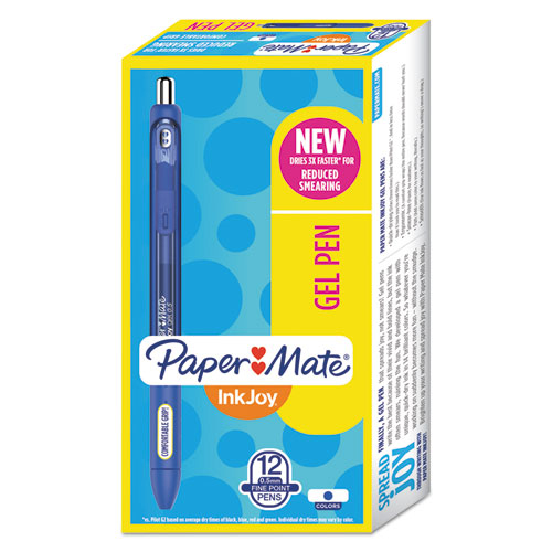 Paper Mate® wholesale. Inkjoy Retractable Gel Pen, Micro 0.5mm, Blue Ink-barrel, Dozen. HSD Wholesale: Janitorial Supplies, Breakroom Supplies, Office Supplies.