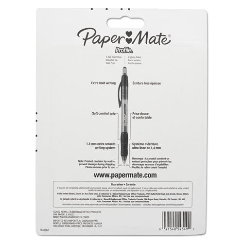 Paper Mate® wholesale. Profile Retractable Ballpoint Pen, 1.4mm, Assorted Ink-barrel, 8-set. HSD Wholesale: Janitorial Supplies, Breakroom Supplies, Office Supplies.