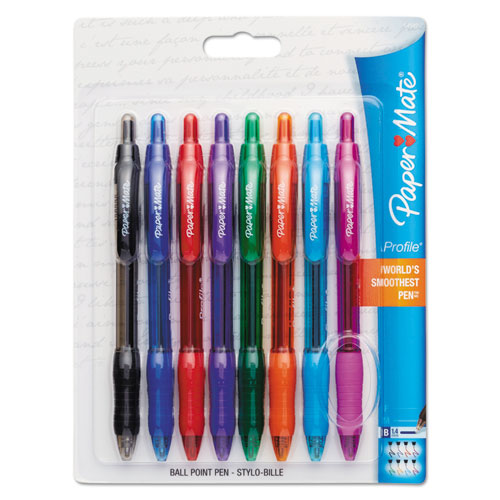 Paper Mate® wholesale. Profile Retractable Ballpoint Pen, 1.4mm, Assorted Ink-barrel, 8-set. HSD Wholesale: Janitorial Supplies, Breakroom Supplies, Office Supplies.