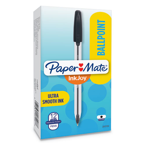 Paper Mate® wholesale. Inkjoy 50st Stick Ballpoint Pen, Medium 1mm, Black Ink, Clear Barrel, Dozen. HSD Wholesale: Janitorial Supplies, Breakroom Supplies, Office Supplies.