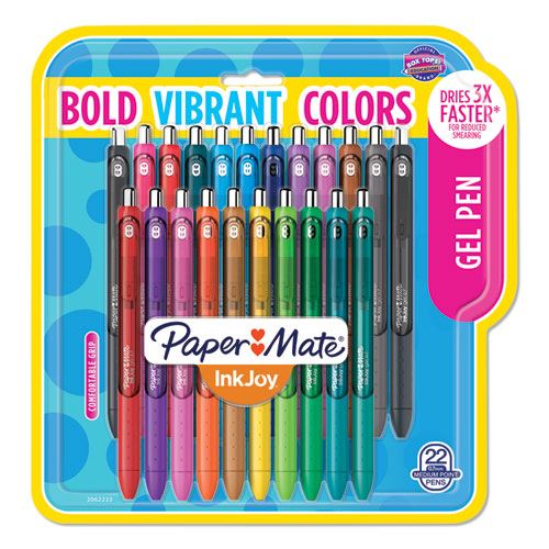 Paper Mate® wholesale. Inkjoy Retractable Gel Pen, Medium 0.7mm, Assorted Ink-barrel, 22-set. HSD Wholesale: Janitorial Supplies, Breakroom Supplies, Office Supplies.