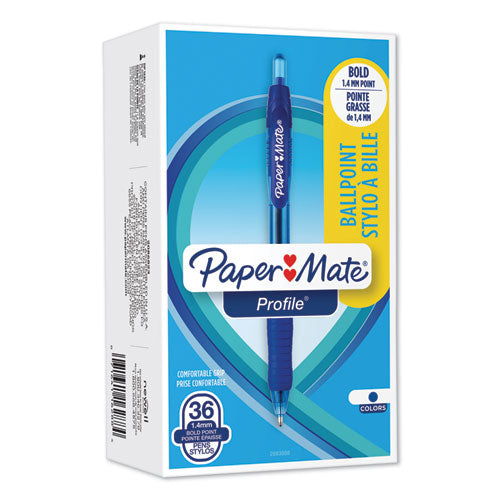 Paper Mate® wholesale. Profile Retractable Ballpoint Pen, Bold 1.4 Mm, Blue Ink-barrel, 36-pack. HSD Wholesale: Janitorial Supplies, Breakroom Supplies, Office Supplies.