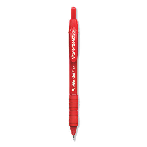 Paper Mate® wholesale. Profile Retractable Gel Pen, Medium 0.7 Mm, Red Ink, Translucent Red Barrel, Dozen. HSD Wholesale: Janitorial Supplies, Breakroom Supplies, Office Supplies.