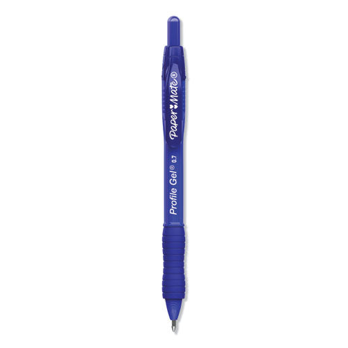 Paper Mate® wholesale. Profile Retractable Gel Pen, Medium 0.7 Mm, Blue Ink, Translucent Blue Barrel, Dozen. HSD Wholesale: Janitorial Supplies, Breakroom Supplies, Office Supplies.