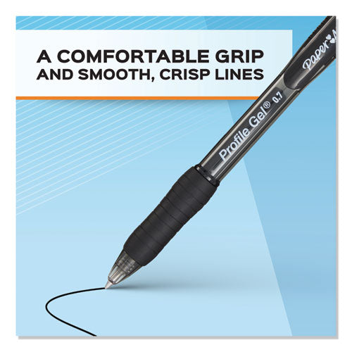 Paper Mate® wholesale. Profile Retractable Gel Pen, Fine 0.5 Mm, Blue Ink, Translucent Blue Barrel, Dozen. HSD Wholesale: Janitorial Supplies, Breakroom Supplies, Office Supplies.