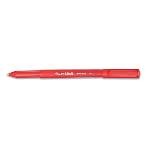 Paper Mate® wholesale. Write Bros. Stick Ballpoint Pen, Medium 1mm, Red Ink-barrel, Dozen. HSD Wholesale: Janitorial Supplies, Breakroom Supplies, Office Supplies.