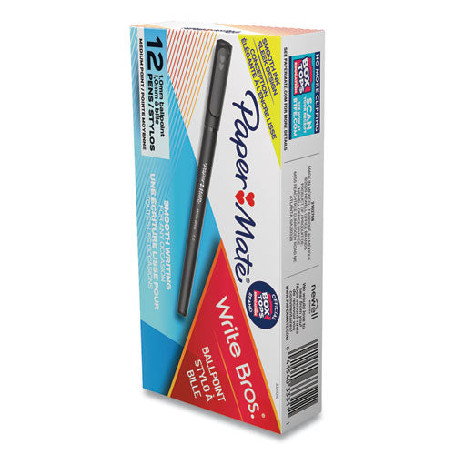 Paper Mate® wholesale. Write Bros. Stick Ballpoint Pen, Medium 1mm, Black Ink-barrel, Dozen. HSD Wholesale: Janitorial Supplies, Breakroom Supplies, Office Supplies.