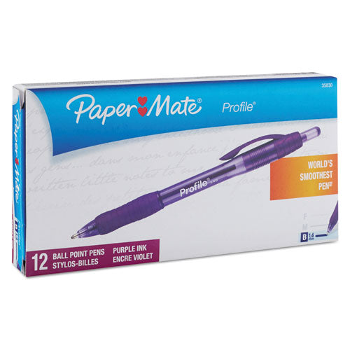 Paper Mate® wholesale. Profile Retractable Ballpoint Pen, Bold 1.4mm, Purple Ink-barrel, Dozen. HSD Wholesale: Janitorial Supplies, Breakroom Supplies, Office Supplies.