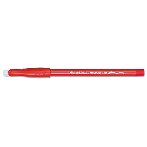 Paper Mate® wholesale. Eraser Mate Stick Ballpoint Pen, Medium 1mm, Red Ink-barrel, Dozen. HSD Wholesale: Janitorial Supplies, Breakroom Supplies, Office Supplies.