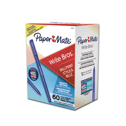 Paper Mate® wholesale. Write Bros. Stick Ballpoint Pen Value Pack, Medium 1mm, Blue Ink-barrel, 60-pack. HSD Wholesale: Janitorial Supplies, Breakroom Supplies, Office Supplies.