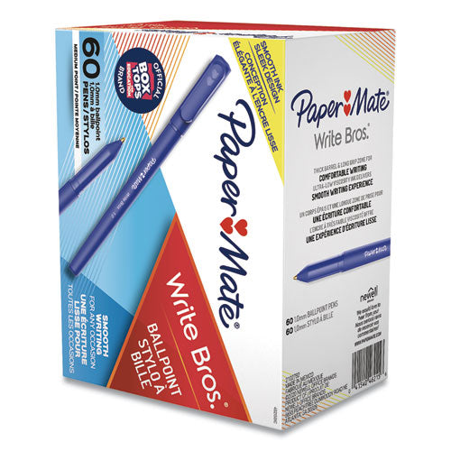 Paper Mate® wholesale. Write Bros. Stick Ballpoint Pen Value Pack, Medium 1mm, Blue Ink-barrel, 60-pack. HSD Wholesale: Janitorial Supplies, Breakroom Supplies, Office Supplies.