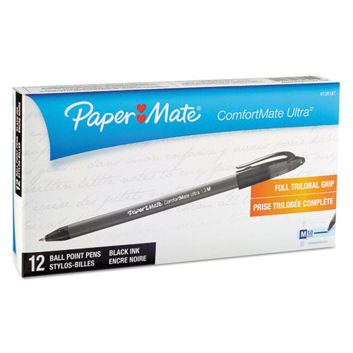 Paper Mate® wholesale. Comfortmate Ultra Stick Ballpoint Pen, Medium 1mm, Black Ink-barrel, Dozen. HSD Wholesale: Janitorial Supplies, Breakroom Supplies, Office Supplies.