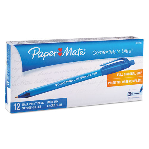 Paper Mate® wholesale. Comfortmate Ultra Retractable Ballpoint Pen, 1mm, Blue Ink-barrel, Dozen. HSD Wholesale: Janitorial Supplies, Breakroom Supplies, Office Supplies.