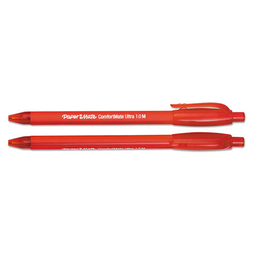 Paper Mate® wholesale. Comfortmate Ultra Retractable Ballpoint Pen, Medium 1mm, Red Ink-barrel, Dozen. HSD Wholesale: Janitorial Supplies, Breakroom Supplies, Office Supplies.