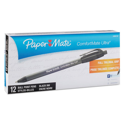 Paper Mate® wholesale. Comfortmate Ultra Retractable Ballpoint Pen, 0.8mm, Black Ink-barrel, Dozen. HSD Wholesale: Janitorial Supplies, Breakroom Supplies, Office Supplies.