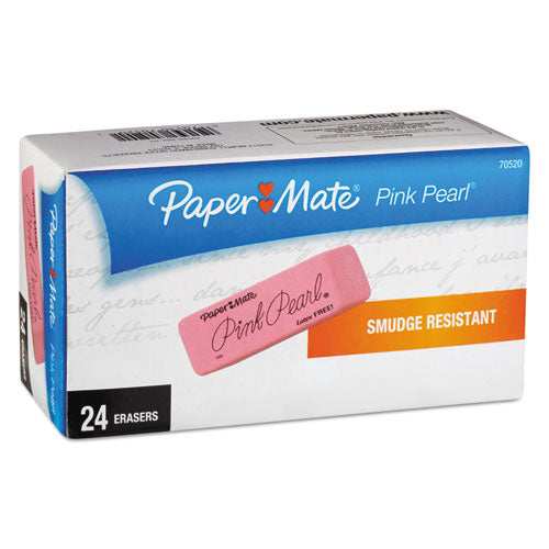 Paper Mate® wholesale. Pink Pearl Eraser, Rectangular, Medium, Elastomer, 24-box. HSD Wholesale: Janitorial Supplies, Breakroom Supplies, Office Supplies.