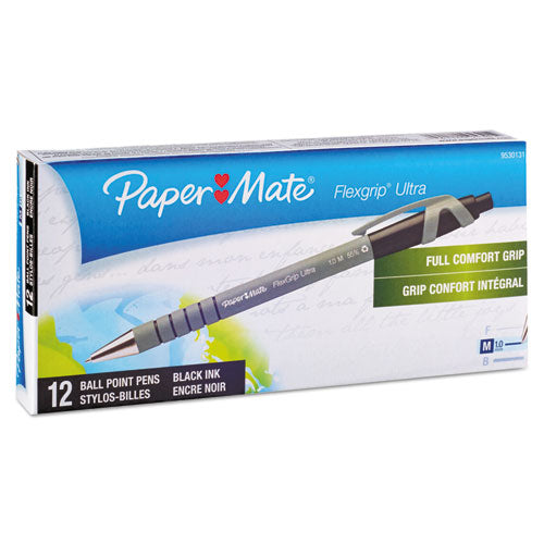 Paper Mate® wholesale. Flexgrip Ultra Retractable Ballpoint Pen, 1mm, Black Ink, Black-gray Barrel, Dozen. HSD Wholesale: Janitorial Supplies, Breakroom Supplies, Office Supplies.