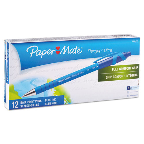 Paper Mate® wholesale. Flexgrip Ultra Retractable Ballpoint Pen, 0.8mm, Blue Ink, Black-blue Barrel, Dozen. HSD Wholesale: Janitorial Supplies, Breakroom Supplies, Office Supplies.