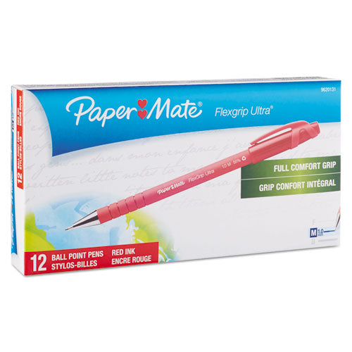 Paper Mate® wholesale. Flexgrip Ultra Stick Ballpoint Pen, Medium 1mm, Red Ink-barrel, Dozen. HSD Wholesale: Janitorial Supplies, Breakroom Supplies, Office Supplies.