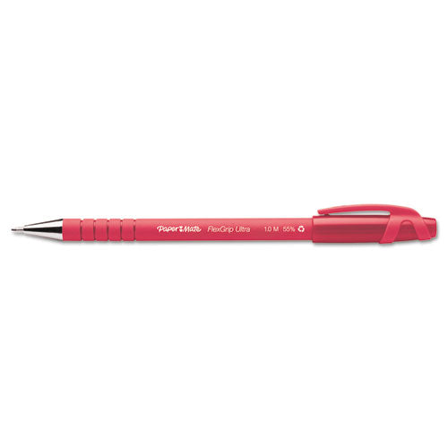 Paper Mate® wholesale. Flexgrip Ultra Stick Ballpoint Pen, Medium 1mm, Red Ink-barrel, Dozen. HSD Wholesale: Janitorial Supplies, Breakroom Supplies, Office Supplies.