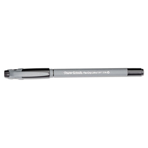 Paper Mate® wholesale. Flexgrip Ultra Stick Ballpoint Pen, Fine 0.8mm, Black Ink, Gray Barrel, Dozen. HSD Wholesale: Janitorial Supplies, Breakroom Supplies, Office Supplies.