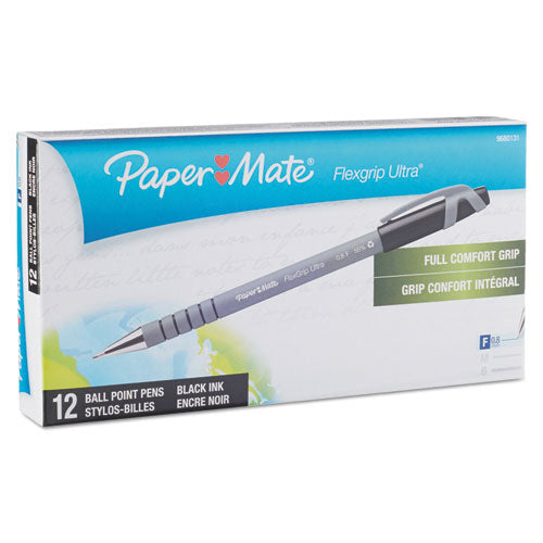 Paper Mate® wholesale. Flexgrip Ultra Stick Ballpoint Pen, Fine 0.8mm, Black Ink, Gray Barrel, Dozen. HSD Wholesale: Janitorial Supplies, Breakroom Supplies, Office Supplies.