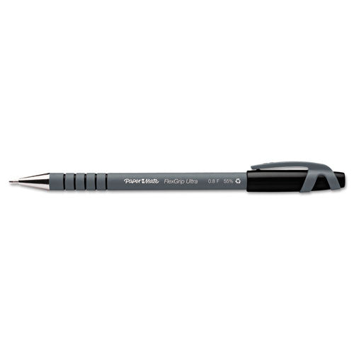 Paper Mate® wholesale. Flexgrip Ultra Stick Ballpoint Pen, Fine 0.8mm, Black Ink, Gray Barrel, Dozen. HSD Wholesale: Janitorial Supplies, Breakroom Supplies, Office Supplies.