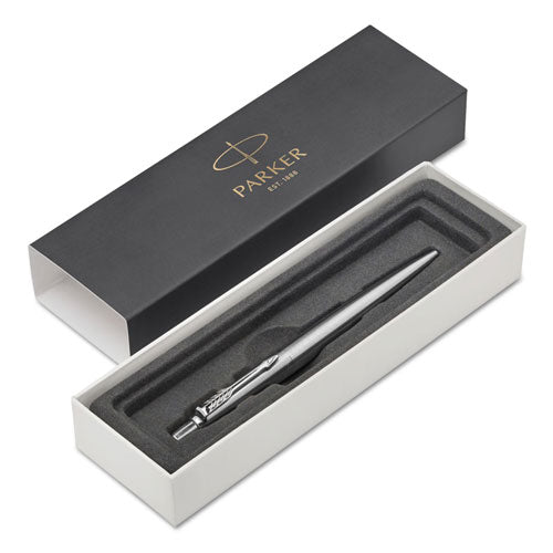 Parker® wholesale. Jotter Retractable Ballpoint Pen Gift Box, 0.5mm, Blue Ink, Stainless Steel Barrel. HSD Wholesale: Janitorial Supplies, Breakroom Supplies, Office Supplies.