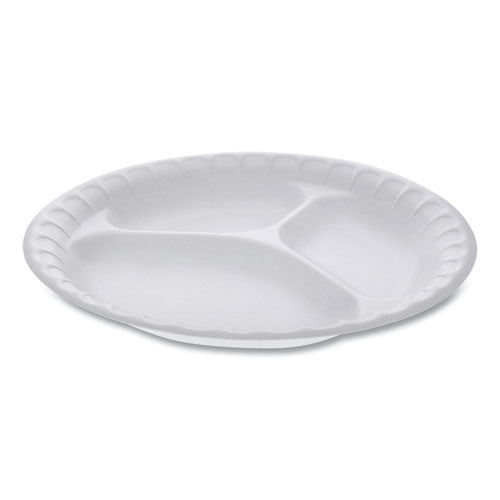 Pactiv wholesale. PACTIV Unlaminated Foam Dinnerware, 3-compartment Plate, 9