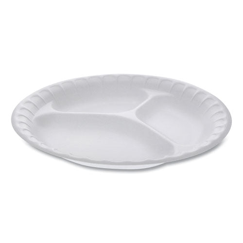 Pactiv wholesale. PACTIV Unlaminated Foam Dinnerware, 3-compartment Plate, 9" Diameter, White, 500-carton. HSD Wholesale: Janitorial Supplies, Breakroom Supplies, Office Supplies.