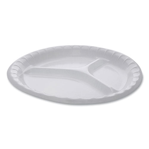 Pactiv wholesale. PACTIV Laminated Foam Dinnerware, 3-compartment Plate, 10.25