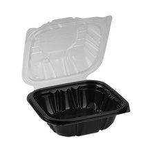 Load image into Gallery viewer, Earthchoice Vented Dual Color Microwavable Hinged Lid Container, 1-compartment, 16 Oz, 6 X 6 X 3, Black-clear, 321-carton