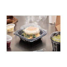 Load image into Gallery viewer, Earthchoice Vented Dual Color Microwavable Hinged Lid Container, 1-compartment, 16 Oz, 6 X 6 X 3, Black-clear, 321-carton