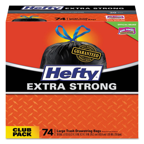 Hefty® wholesale. Ultra Strong Tall Kitchen And Trash Bags, 30 Gal, 1.1 Mil, 30" X 33", Black, 74-box. HSD Wholesale: Janitorial Supplies, Breakroom Supplies, Office Supplies.