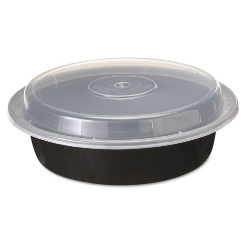 Pactiv wholesale. Versatainers, 24 Oz, 7" Diameter, Black-clear, 150-carton. HSD Wholesale: Janitorial Supplies, Breakroom Supplies, Office Supplies.