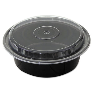 Pactiv wholesale. Versatainers, 32 Oz, 7" Diameter X 2"h, Black-clear, 150-carton. HSD Wholesale: Janitorial Supplies, Breakroom Supplies, Office Supplies.