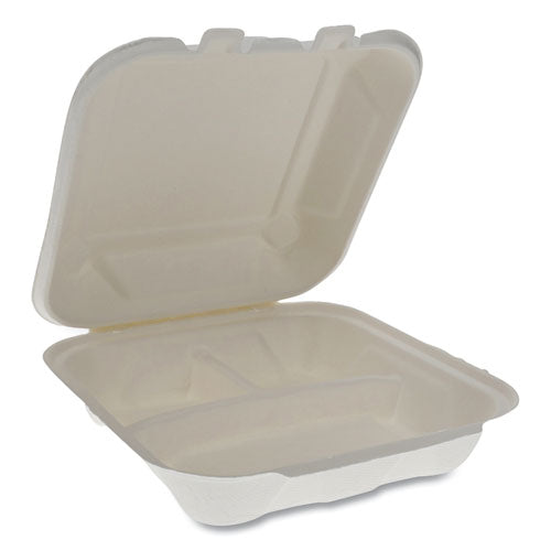 Pactiv wholesale. PACTIV Earthchoice Bagasse Hinged Lid Container, 3-compartment, Dual Tab Lock, 7.8 X 7.8 X 2.8, Natural, 150-carton. HSD Wholesale: Janitorial Supplies, Breakroom Supplies, Office Supplies.