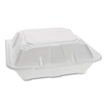 Load image into Gallery viewer, Pactiv wholesale. PACTIV Foam Hinged Lid Containers, Dual Tab Lock, 3-compartment, 9.13 X 9 X 3.25, White, 150-carton. HSD Wholesale: Janitorial Supplies, Breakroom Supplies, Office Supplies.