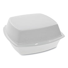 Load image into Gallery viewer, Pactiv wholesale. PACTIV Foam Hinged Lid Containers, Single Tab Lock, 6.38 X 6.38 X 3, White, 500-carton. HSD Wholesale: Janitorial Supplies, Breakroom Supplies, Office Supplies.