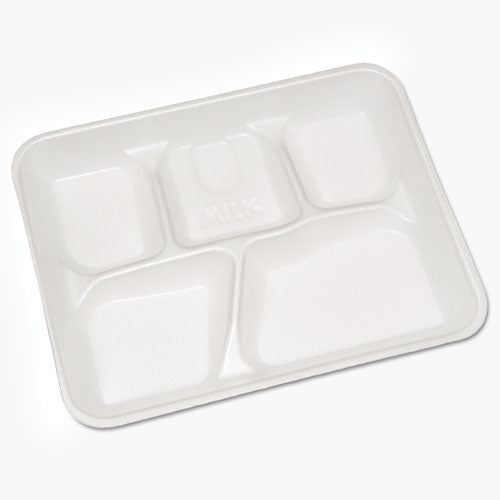 Pactiv wholesale. PACTIV Lightweight Foam School Trays, 5-compartment, 8.25 X 10.5 X 1,  White, 500-carton. HSD Wholesale: Janitorial Supplies, Breakroom Supplies, Office Supplies.