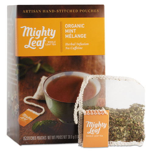 Mighty Leaf® Tea wholesale. Whole Leaf Tea Pouches, Organic Mint Melange, 15-box. HSD Wholesale: Janitorial Supplies, Breakroom Supplies, Office Supplies.