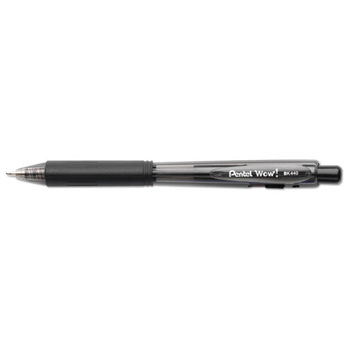 Pentel® wholesale. PENTEL Wow! Retractable Ballpoint Pen, Medium 1 Mm, Black Ink-barrel, Dozen. HSD Wholesale: Janitorial Supplies, Breakroom Supplies, Office Supplies.