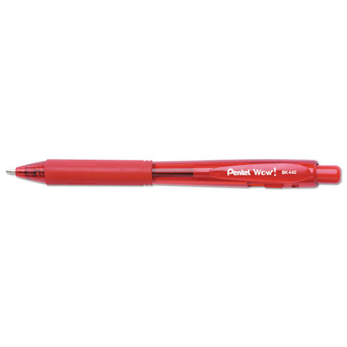 Pentel® wholesale. PENTEL Wow! Retractable Ballpoint Pen, Medium 1 Mm, Red Ink-barrel, Dozen. HSD Wholesale: Janitorial Supplies, Breakroom Supplies, Office Supplies.