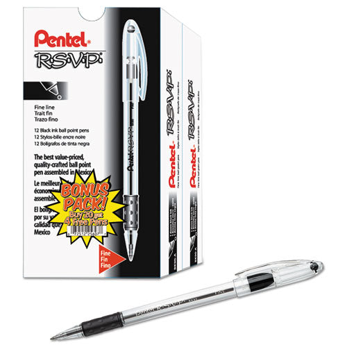 Pentel® wholesale. PENTEL RSVP Stick Ballpoint Pen Value Pack, 0.7mm, Black Ink, Clear-black Barrel, 24pk. HSD Wholesale: Janitorial Supplies, Breakroom Supplies, Office Supplies.