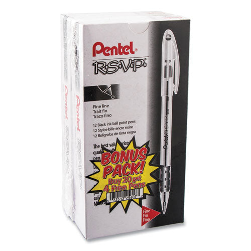 Pentel® wholesale. PENTEL RSVP Stick Ballpoint Pen Value Pack, 0.7mm, Black Ink, Clear-black Barrel, 24pk. HSD Wholesale: Janitorial Supplies, Breakroom Supplies, Office Supplies.