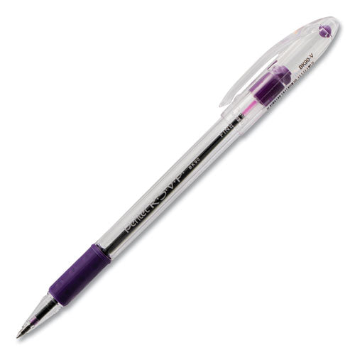 Pentel® wholesale. PENTEL RSVP Stick Ballpoint Pen, Fine 0.7mm, Violet Ink, Clear-violet Barrel, Dozen. HSD Wholesale: Janitorial Supplies, Breakroom Supplies, Office Supplies.