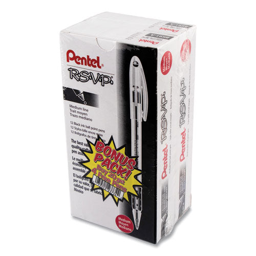 Pentel® wholesale. PENTEL RSVP Stick Ballpoint Pen Value Pack, 1mm, Black Ink, Clear-black Barrel, 24-pack. HSD Wholesale: Janitorial Supplies, Breakroom Supplies, Office Supplies.