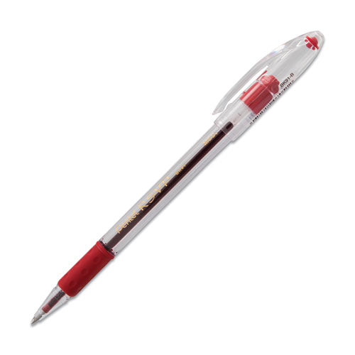 Pentel® wholesale. PENTEL RSVP Stick Ballpoint Pen, Medium 1mm, Red Ink, Clear-red Barrel, Dozen. HSD Wholesale: Janitorial Supplies, Breakroom Supplies, Office Supplies.