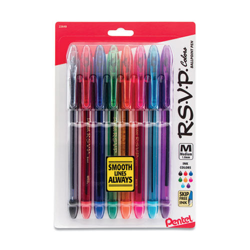 Pentel® wholesale. PENTEL RSVP Stick Ballpoint Pen, Medium 1mm, Assorted Ink-barrel, 8-pack. HSD Wholesale: Janitorial Supplies, Breakroom Supplies, Office Supplies.